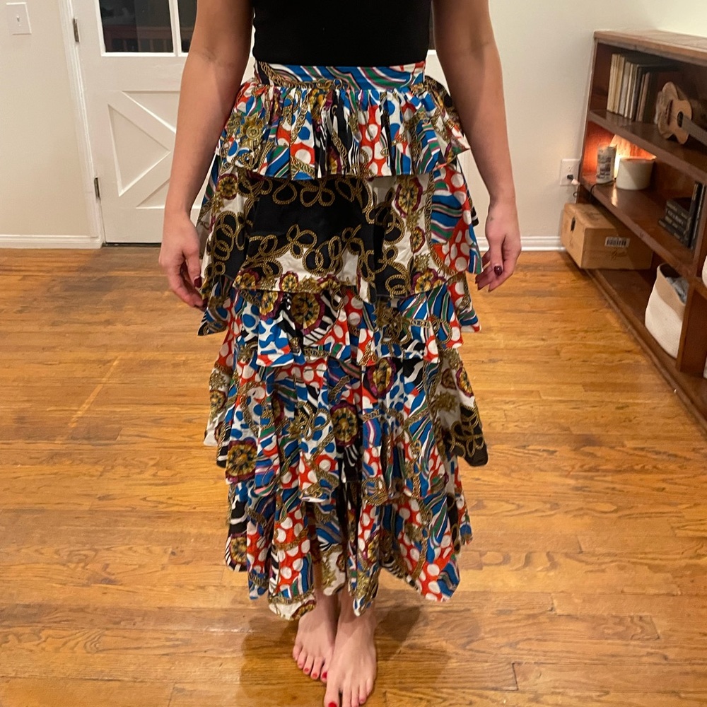 Rhode Romeo tiered maxi skirt size S